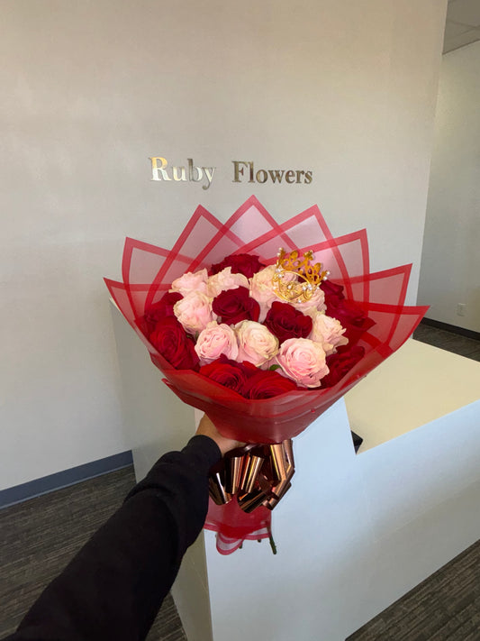 20 RED/PINK ROSES BOUQUET